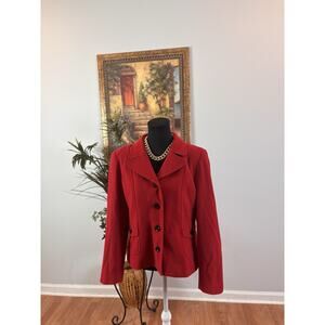 Boutique Essentials Women Jacket 10 Secretary Elegant Red Long Sleeve Lapel Notc